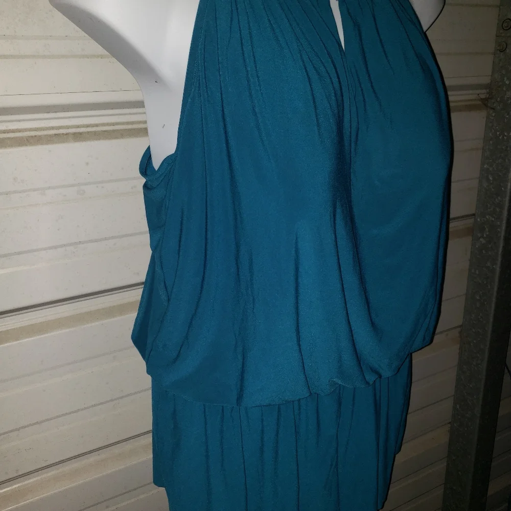 Plus Size 20 2x Womens Swimsuit Teal Blue Romper Swim One Piece - Picture 3 of 4